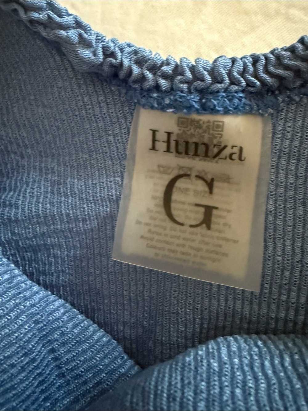 Hunza G Blue Crinkle Tank Mini Dress One Size – Excellent Condition